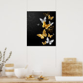 Poster Papillons blancs et dorés (Cuisine)