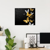 Poster Papillons blancs et dorés (Bureau à domicile)