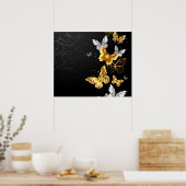 Poster Papillons blancs et dorés (Cuisine)