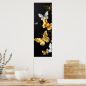 Poster Papillons blancs et dorés (Cuisine)