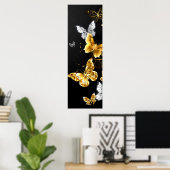 Poster Papillons blancs et dorés (Bureau à domicile)