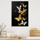 Poster Papillons blancs et dorés (Cuisine)