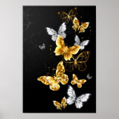 Poster Papillons blancs et dorés (Devant)