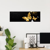Poster Papillons blancs et dorés (Bureau à domicile)