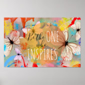 Poster Papillons blancs peignent des gouttes et des coups (Devant)