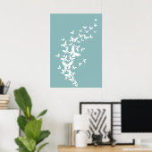 Poster Papillons blancs sur Turquoise (Bureau à domicile)