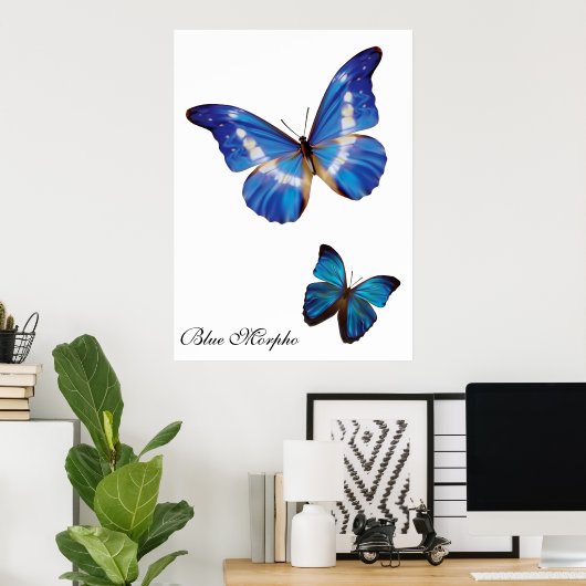 Poster Papillons bleu Morpho (Bureau à domicile)