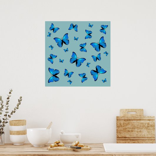Poster Papillons bleus (Cuisine)