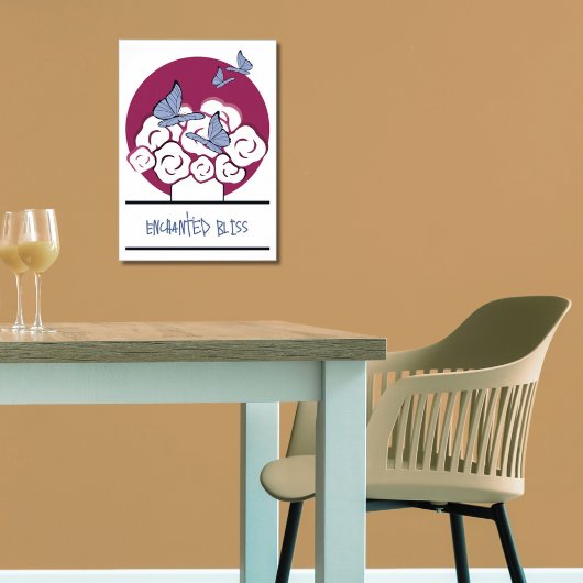 Poster Papillons Bouquet rose et blanc Bliss enchantés