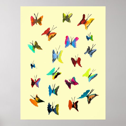 Poster Papillons couleur aquarelle (Devant)