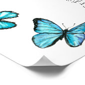 Poster Papillons d'aquarelle bleu Mariage Carte de siège (Coin)