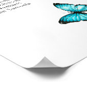 Poster Papillons d'aquarelle bleu Mariage Carte de siège (Coin)