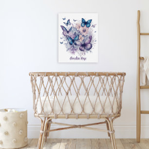 Poster Papillons d'aquarelle pourpre personnalisée