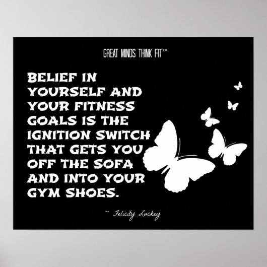 Poster Papillons de fitness Motivation : Noir Blanc 009 (Devant)