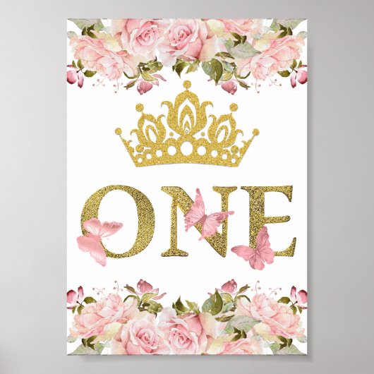 Poster Papillons de la Couronne rose Floral haut-fauteuil (Devant)