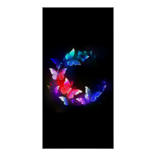 Poster Papillons de nuit Neon brillants sur arrière - pla