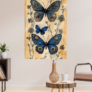 Poster Papillons de style japonais,