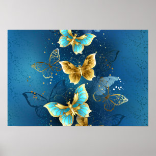 Poster Papillons dorés