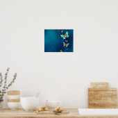 Poster Papillons dorés sur fond bleu (Cuisine)