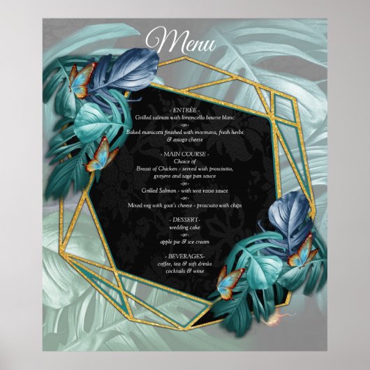 Poster Papillons du Paradis/Tropical Turquoise Splash (Devant)