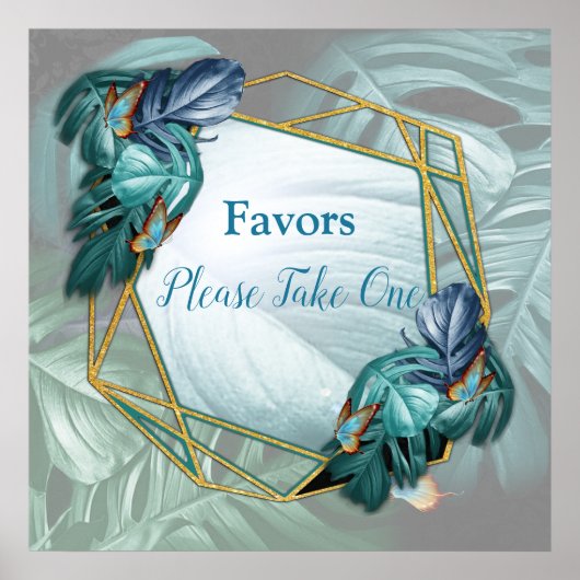 Poster Papillons du Paradis/Tropical Turquoise Splash (Devant)