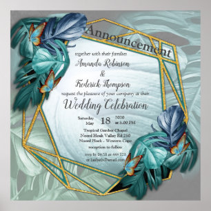 Poster Papillons du Paradis/Tropical Turquoise Splash