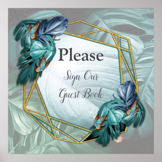 Poster Papillons du Paradis/Tropical Turquoise Splash (Devant)