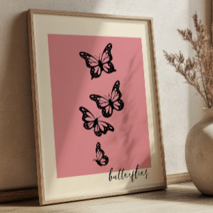 Poster Papillons Élégants sur l'Art Minimaliste Moderne R