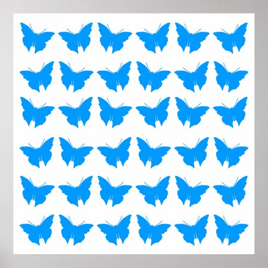 Poster Papillons en gras bleu clair (Devant)