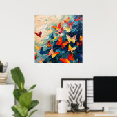 Poster Papillons en mouvement – Vol abstrait expressif (Bureau à domicile)