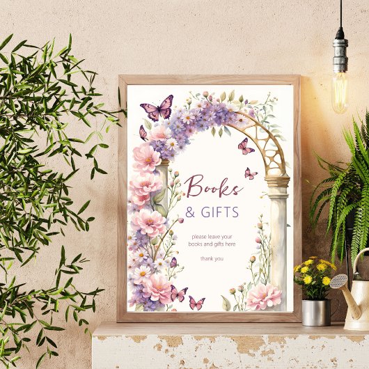 Poster Papillons enchantés baby shower signe cadeau