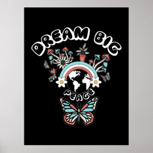 Poster Papillons et champignons Rêve Big positif inspo