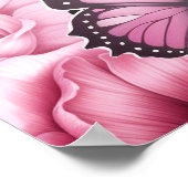 Poster Papillons et Fleurs dans des tons roses variés (Coin)