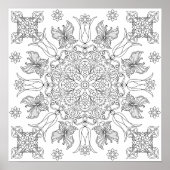 Poster Papillons et fleurs Mandala Coloration adulte (Devant)