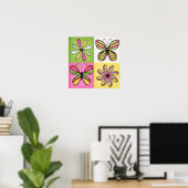 Poster Papillons et fleurs Pop Art (Bureau à domicile)