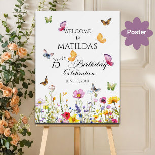 Poster Papillons et Fleurs sauvages 75e anniversaire Bien