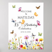 Poster Papillons et Fleurs sauvages 85e anniversaire Bien (Devant)