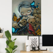 Poster Papillons et os ART IMPRIMER gros oeil sourcils (Bureau à domicile)