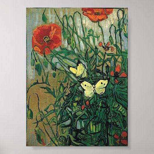 Poster Papillons et papillons Van Gogh Art (Devant)