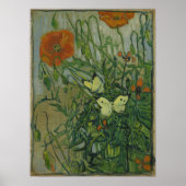 Poster Papillons et Pavots par Vincent van Gogh (Devant)
