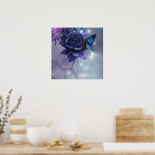 Poster Papillons et Rose pourpre (Cuisine)