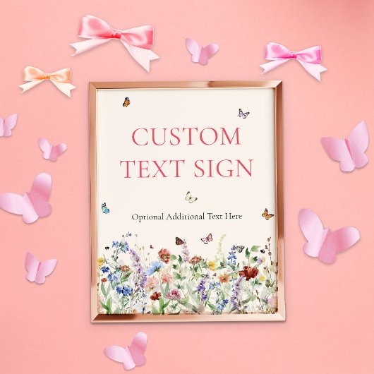 Poster Papillons et signe de Baby shower floral