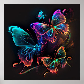 Poster Papillons étincelants Neon