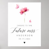 Poster Papillons Fête des mariées d'aquarelle florale (Devant)