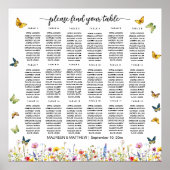Poster Papillons fleur sauvage 18 Tables Siège Mariage (Devant)