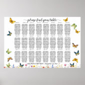 Poster Papillons fleur sauvage 24 Tables Siège Mariage (Devant)