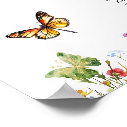 Poster Papillons fleur sauvage 25 Tables Siège Mariage (Coin)