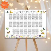 Poster Papillons fleur sauvage 25 Tables Siège Mariage