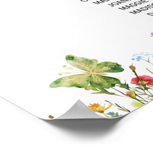 Poster Papillons fleur sauvage 28 Tables Siège Mariage (Coin)