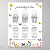 Poster Papillons fleur sauvage 6 Tables Siège Mariage (Devant)